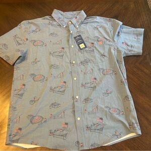 HUK Mens Kona Pattern Short Sleeve Fishing Button Down Shirt Americookin XL New